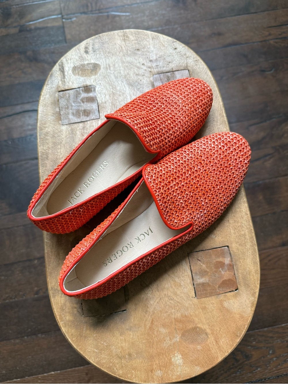 Jack Rogers Coral-Orange Woven Slip-On Loafers